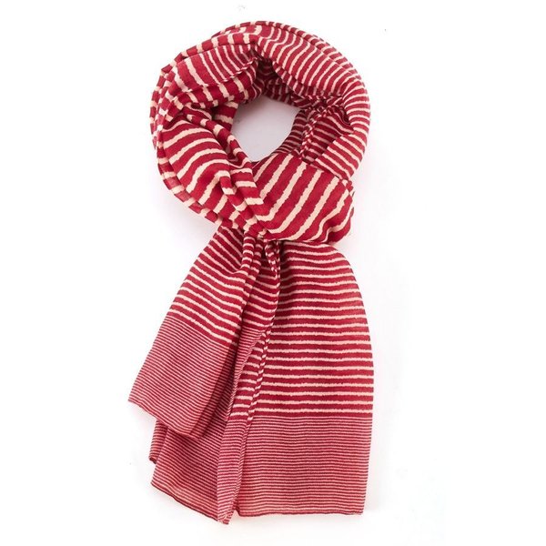 Cross Striped Scarf - Red