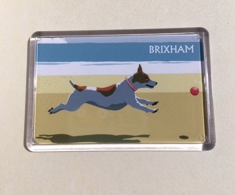 Dog On The Beach Brixham Fridge Magnet