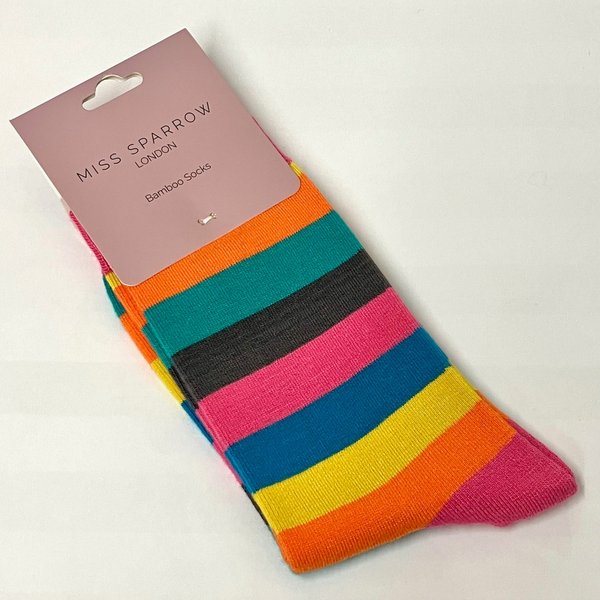 Thick Stripe Socks - Bright - Miss Sparrow Bamboo Socks SKS237