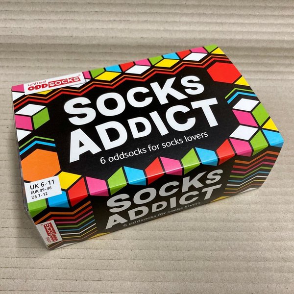 UK Size 6-11  EUR Size 39-46 - 6 Oddsocks Socks Addict