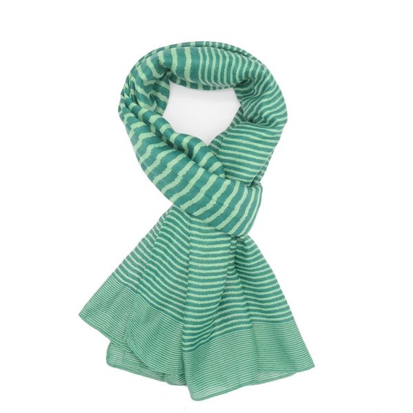 Cross Striped Scarf - Forest Green