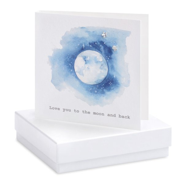 Love You To The Moon And Back Earrings Card CE098