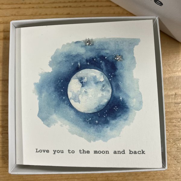 Love You To The Moon And Back Earrings Card CE098