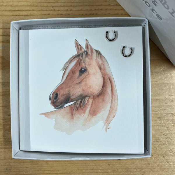 Horse and Shoes Earrings Card CE068