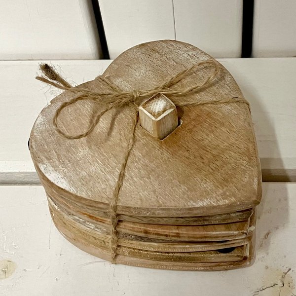 Wooden Heart - Set Of Coasters