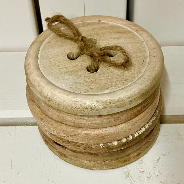 Wooden Button - Set Of Coasters
